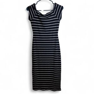 Derek Heart off the shoulder Black & White Striped Dress